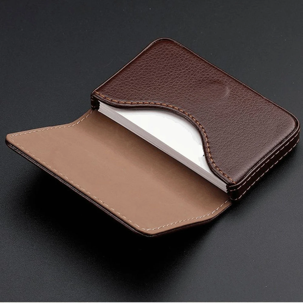 Card Top Loader - Tarjetero de cuero PU cosido de