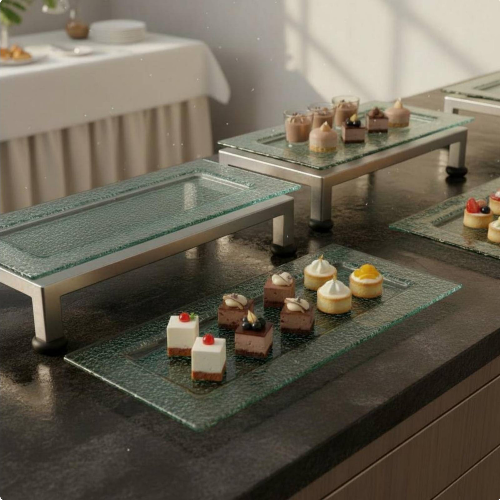 Display Risers Set - Soporte de Servicio de 3 Niveles,