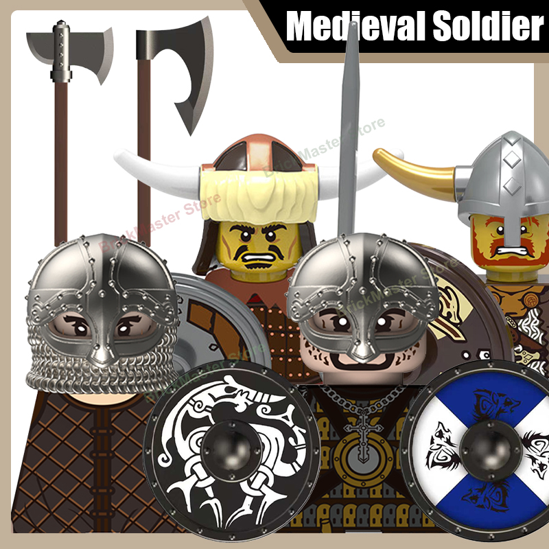 Lego Minifigure Holder - Figuras de Soldados Vikingos Militares Medievales,